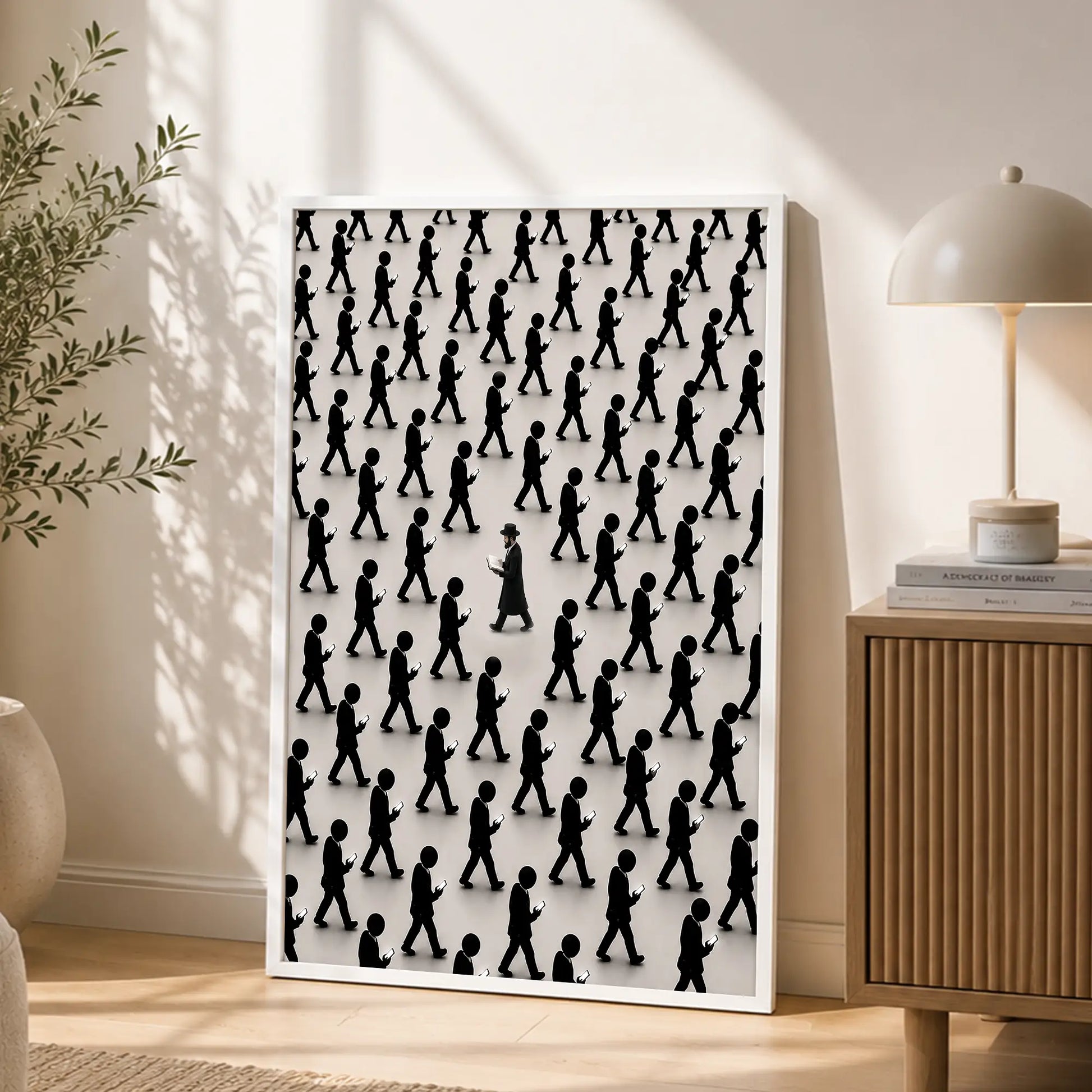 Against the Current – White Frame Rectangle | Jewish Wall Art