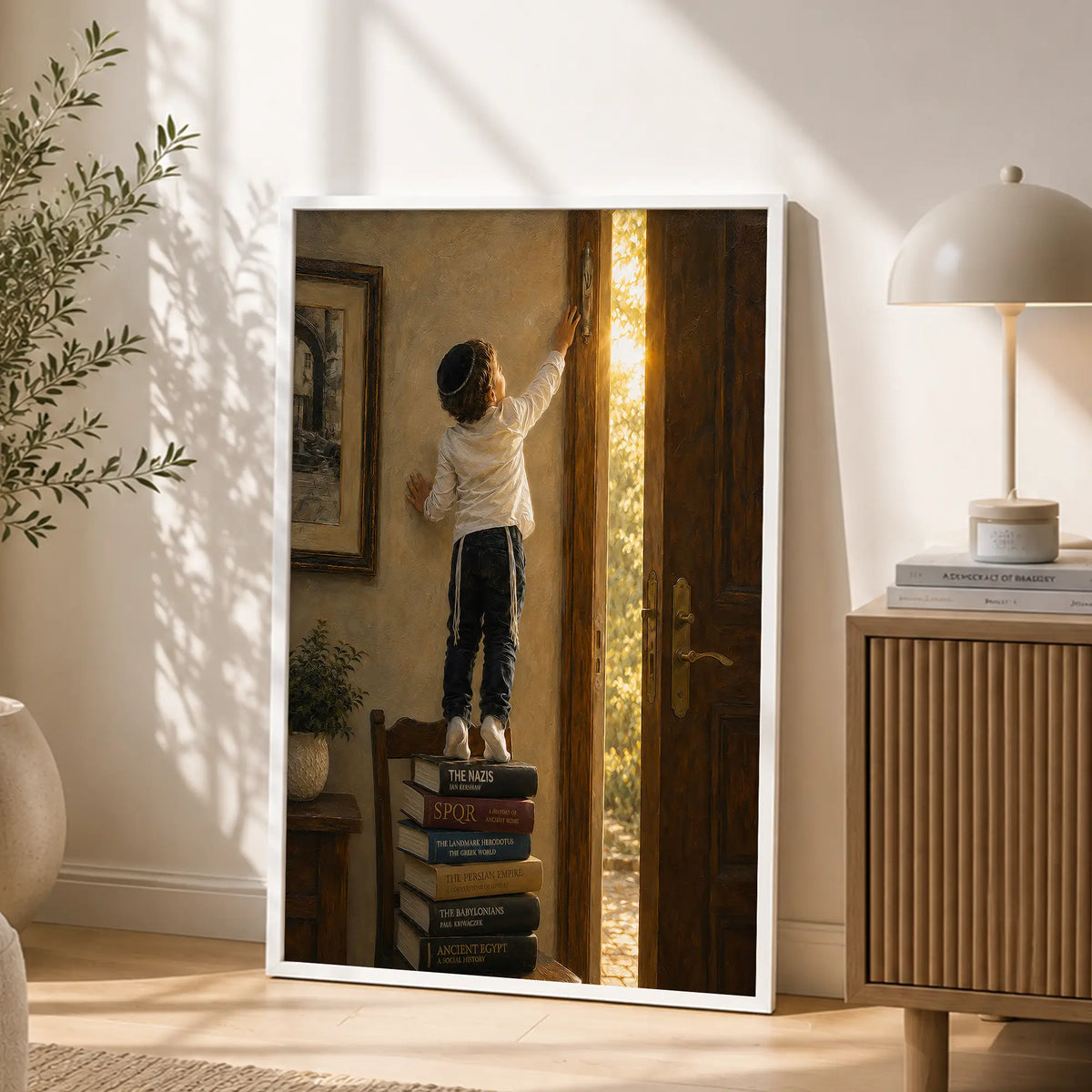 Am HaNetzach - The Eternal Nation – White Frame Rectangle | Jewish Wall Art