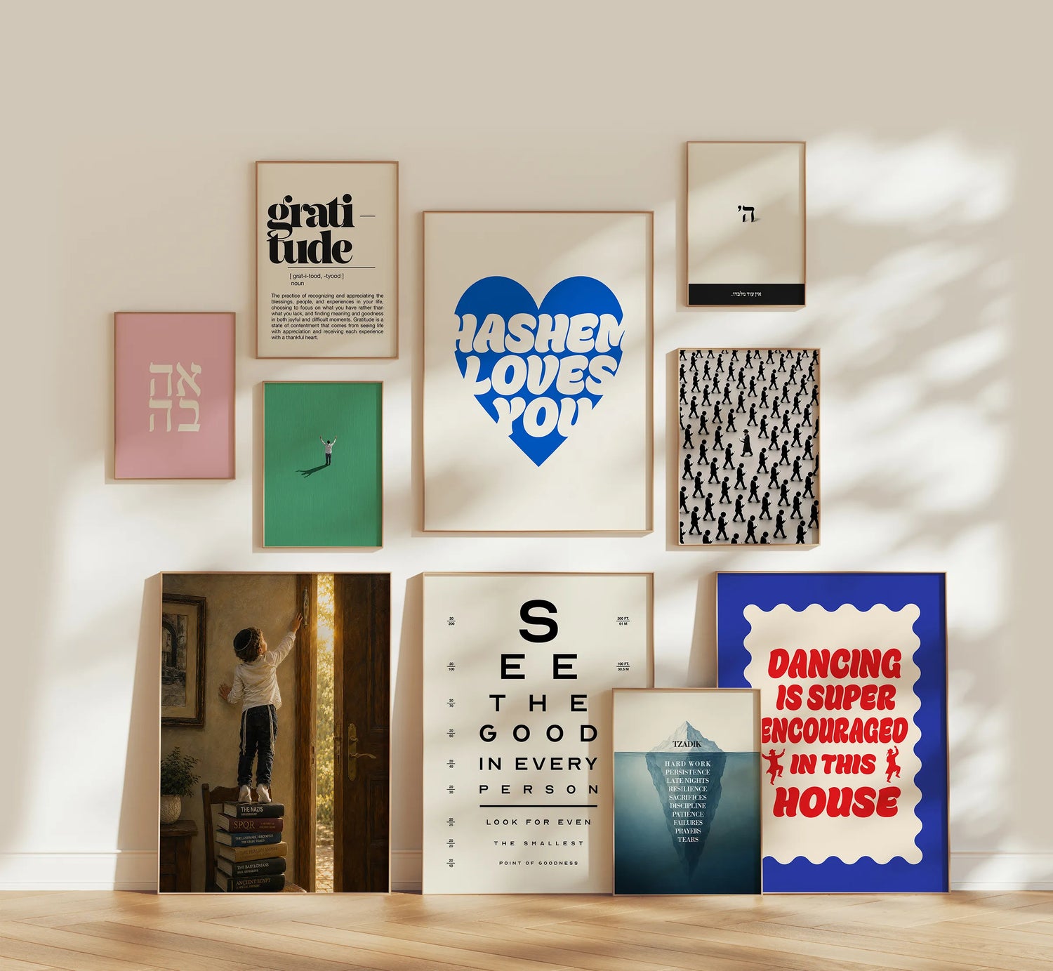 Jewish wall art print displayed in a home