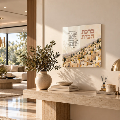 Birkat HaBayit Jerusalem of Gold Acrylic Glass Print in Living Room – Jewish Home Decor