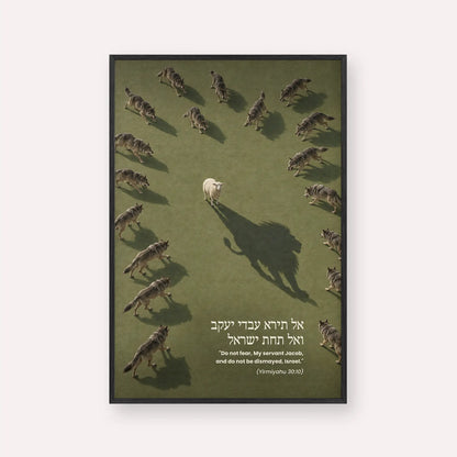 Fear Not, Israel – Jewish wall art framed print in black frame, Hashem fights for us