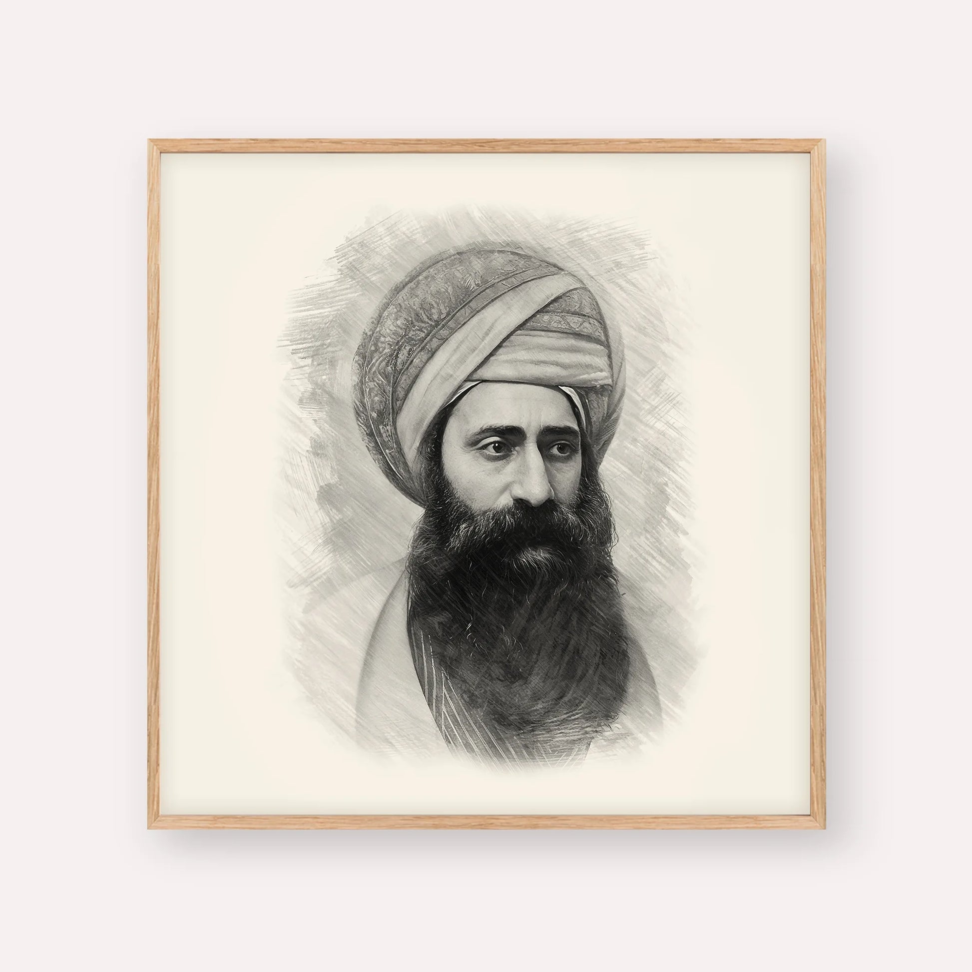 Ben Ish Chai – Black & White – Wood Frame Square | Jewish Wall Art, Gedolim Pictures