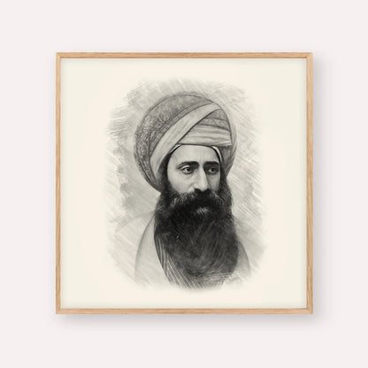 Ben Ish Chai – Black & White – Wood Frame Square | Jewish Wall Art, Gedolim Pictures