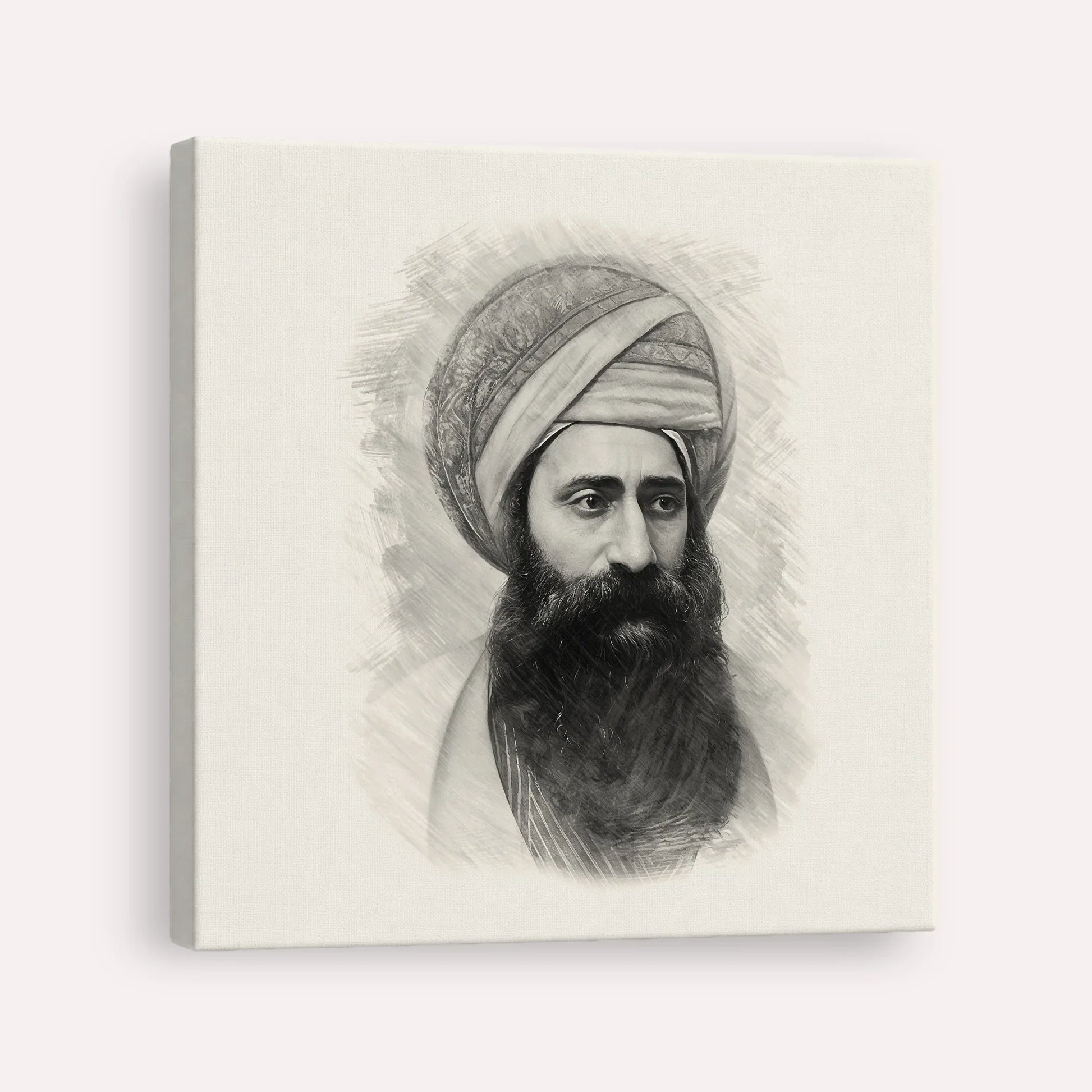Ben Ish Chai – Black & White – Canvas Square | Jewish Wall Art, Gedolim Pictures