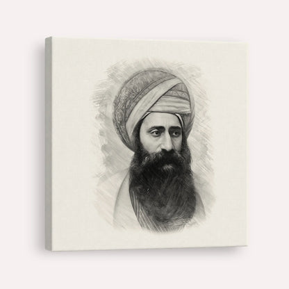 Ben Ish Chai – Black & White – Canvas Square | Jewish Wall Art, Gedolim Pictures