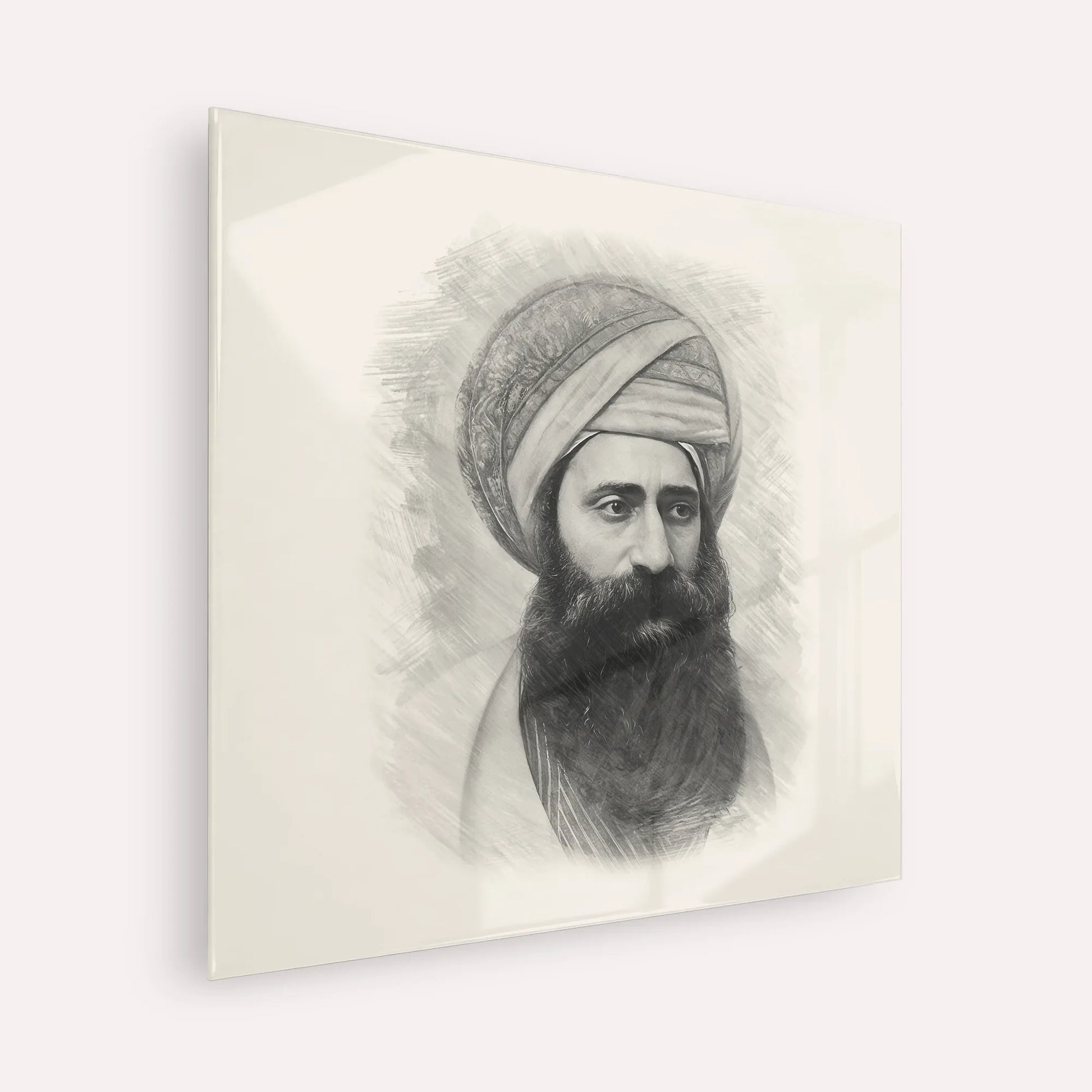Ben Ish Chai – Black & White – Acrylic Glass Square | Jewish Wall Art, Gedolim Pictures