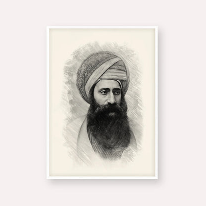 Ben Ish Chai – Black & White – White Frame Vertical | Jewish Wall Art, Gedolim Pictures