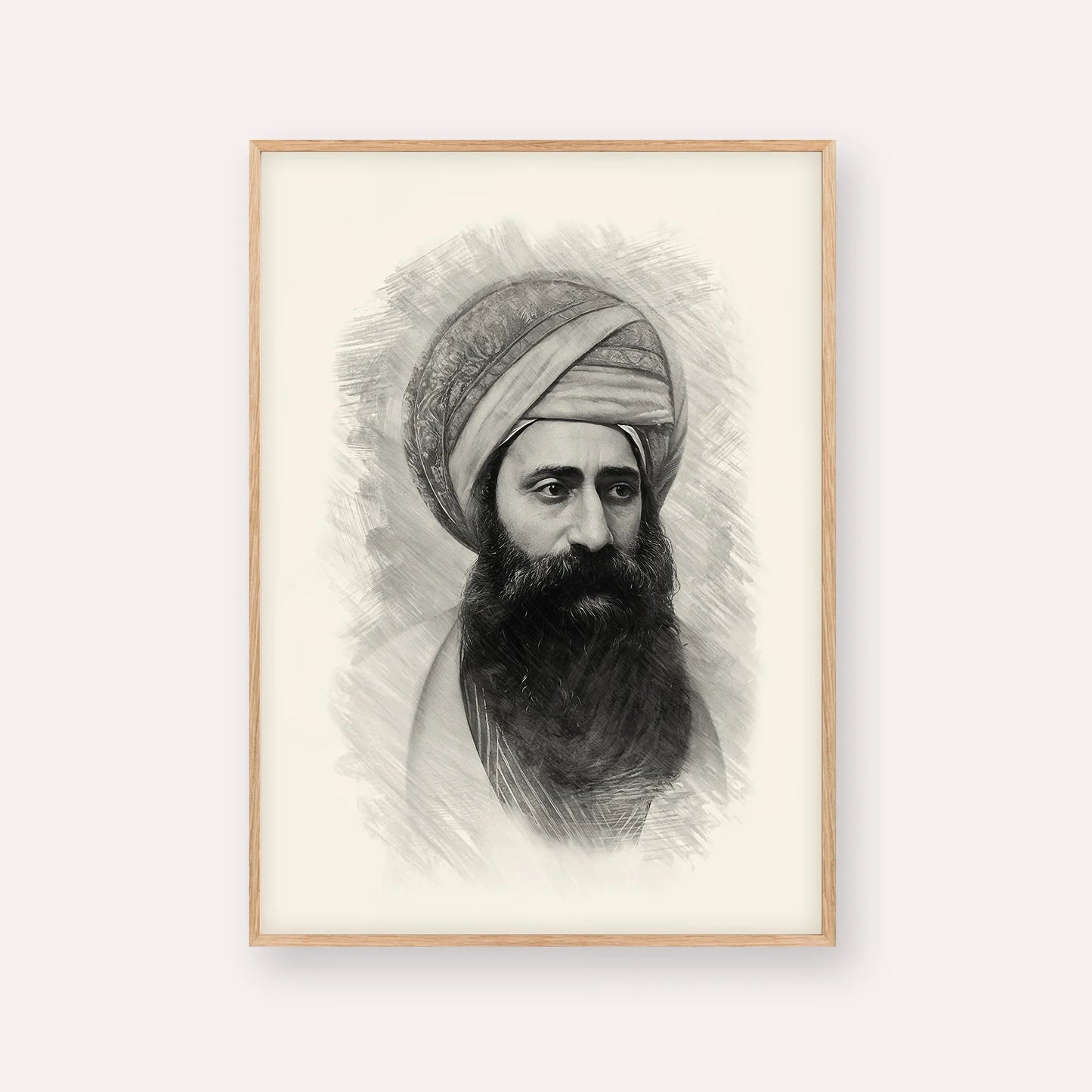 Ben Ish Chai – Black & White – Wood Frame Vertical | Jewish Wall Art, Gedolim Pictures