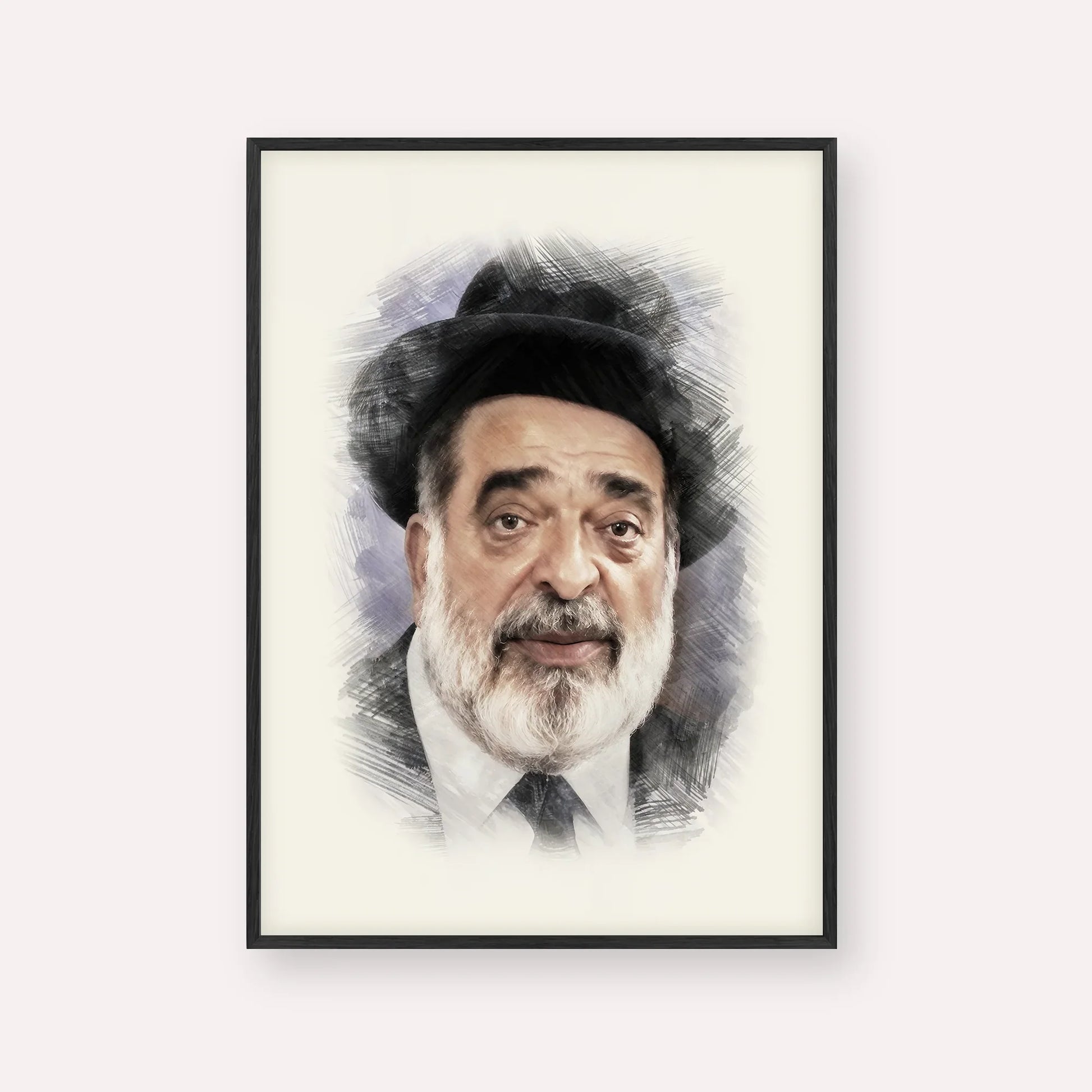 Chacham Ben Tzion Abba Shaul – Black Frame Vertical | Jewish Wall Art, Gedolim Pictures