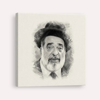 Chacham Ben Tzion Abba Shaul – Black & White – Canvas Square | Jewish Wall Art, Gedolim Pictures