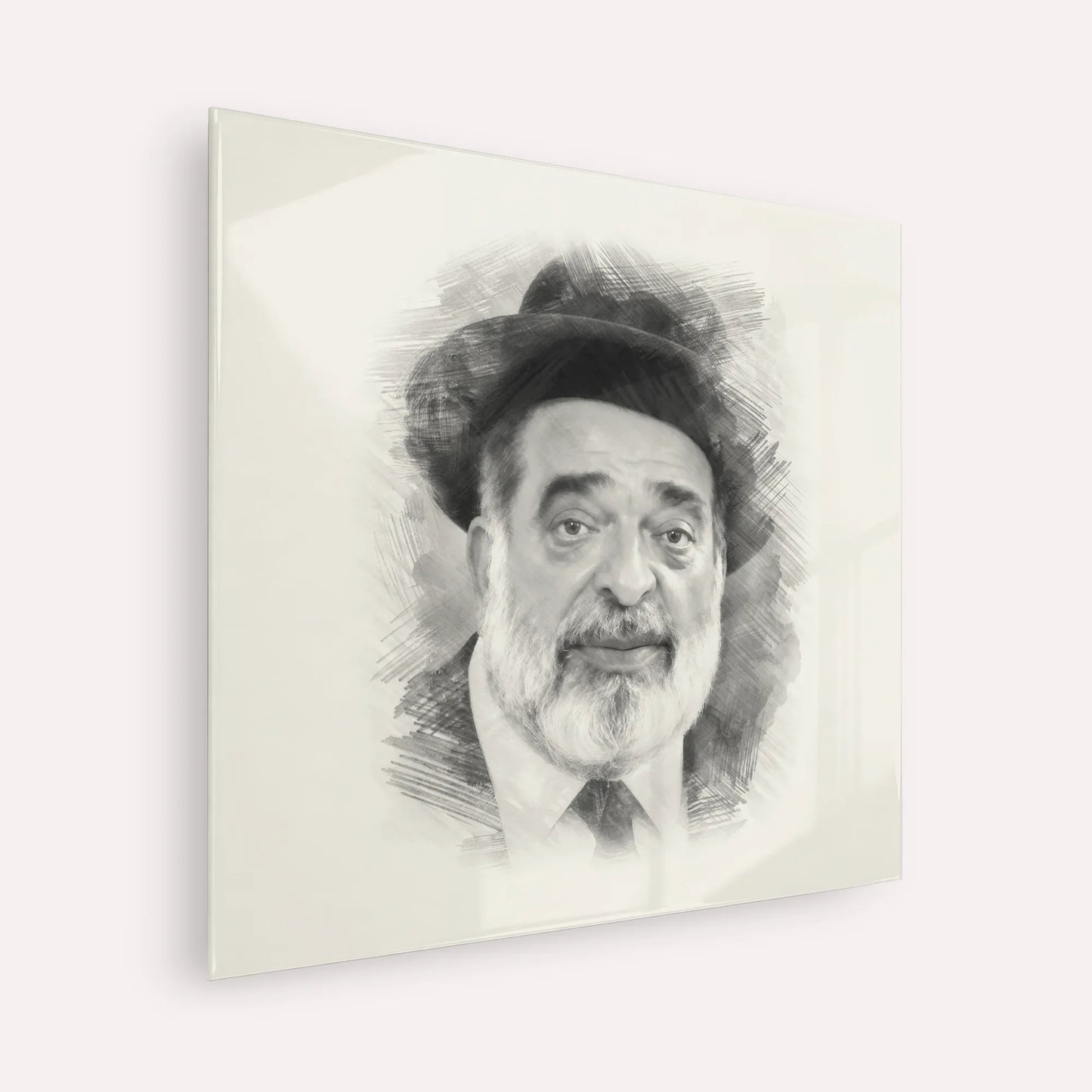 Chacham Ben Tzion Abba Shaul – Black & White – Acrylic Glass Square | Jewish Wall Art, Gedolim Pictures
