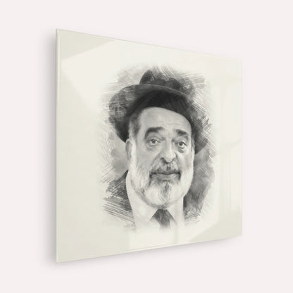 Chacham Ben Tzion Abba Shaul – Black & White – Acrylic Glass Square | Jewish Wall Art, Gedolim Pictures