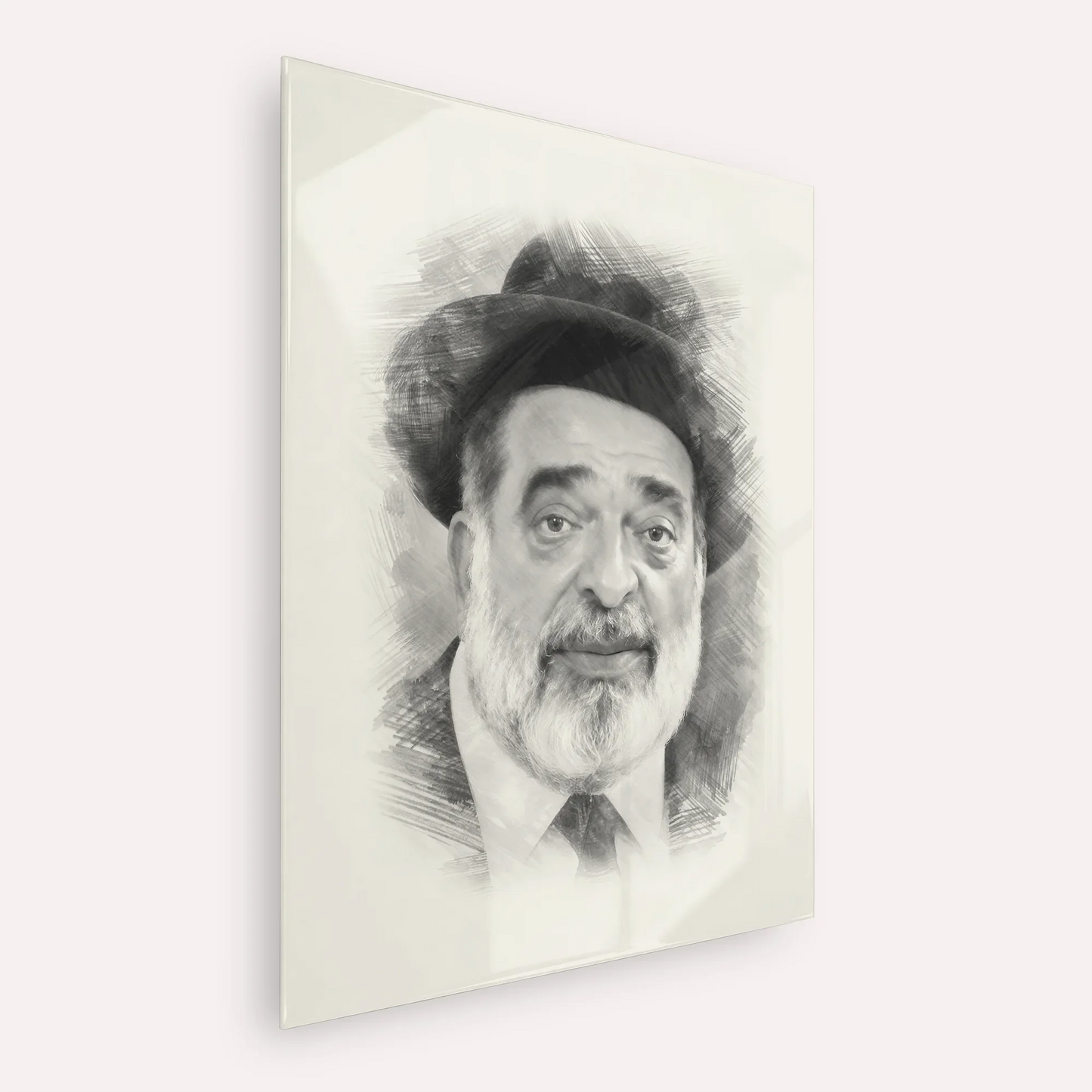 Chacham Ben Tzion Abba Shaul – Black & White – Acrylic Glass Vertical | Jewish Wall Art, Gedolim Pictures
