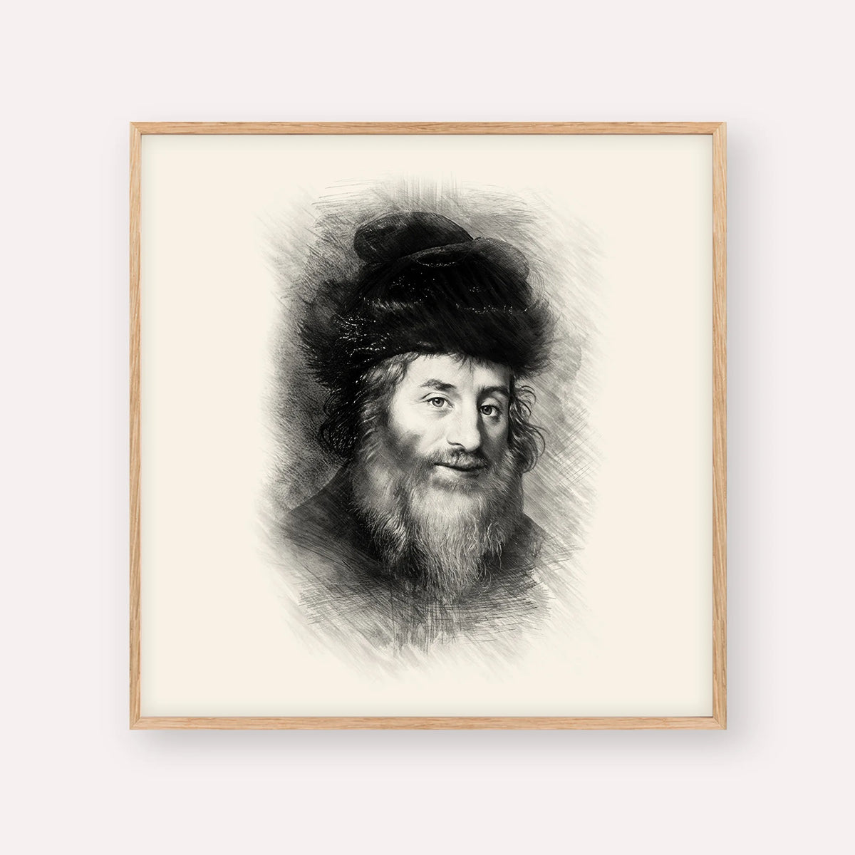 Chatam Sofer – Black & White – Wood Frame Square | Jewish Wall Art, Gedolim Pictures