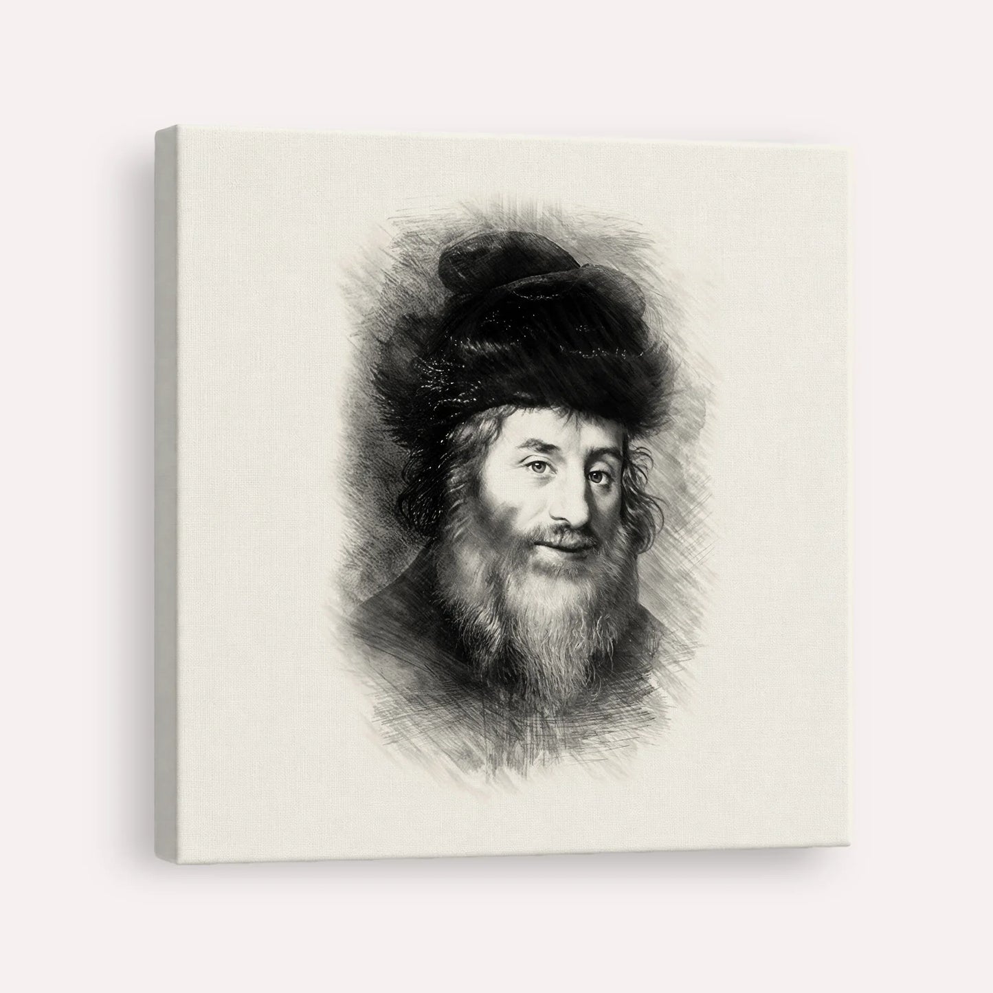 Chatam Sofer – Black & White – Canvas Square | Jewish Wall Art, Gedolim Pictures