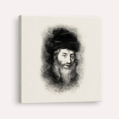 Chatam Sofer – Black & White – Canvas Square | Jewish Wall Art, Gedolim Pictures