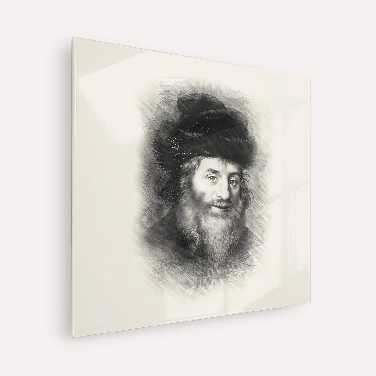 Chatam Sofer – Black & White – Acrylic Glass Square | Jewish Wall Art, Gedolim Pictures