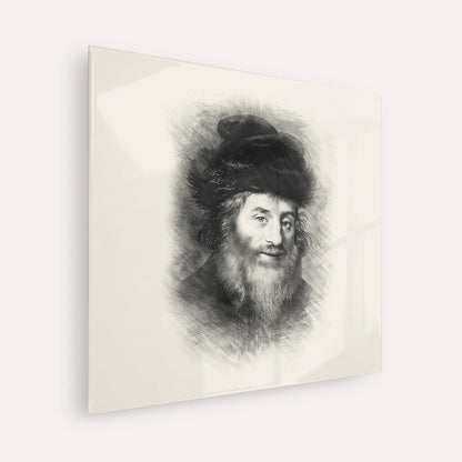 Chatam Sofer – Black & White – Acrylic Glass Square | Jewish Wall Art, Gedolim Pictures