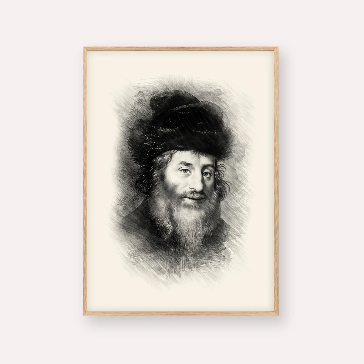 Chatam Sofer – Black & White – Wood Frame Vertical | Jewish Wall Art, Gedolim Pictures