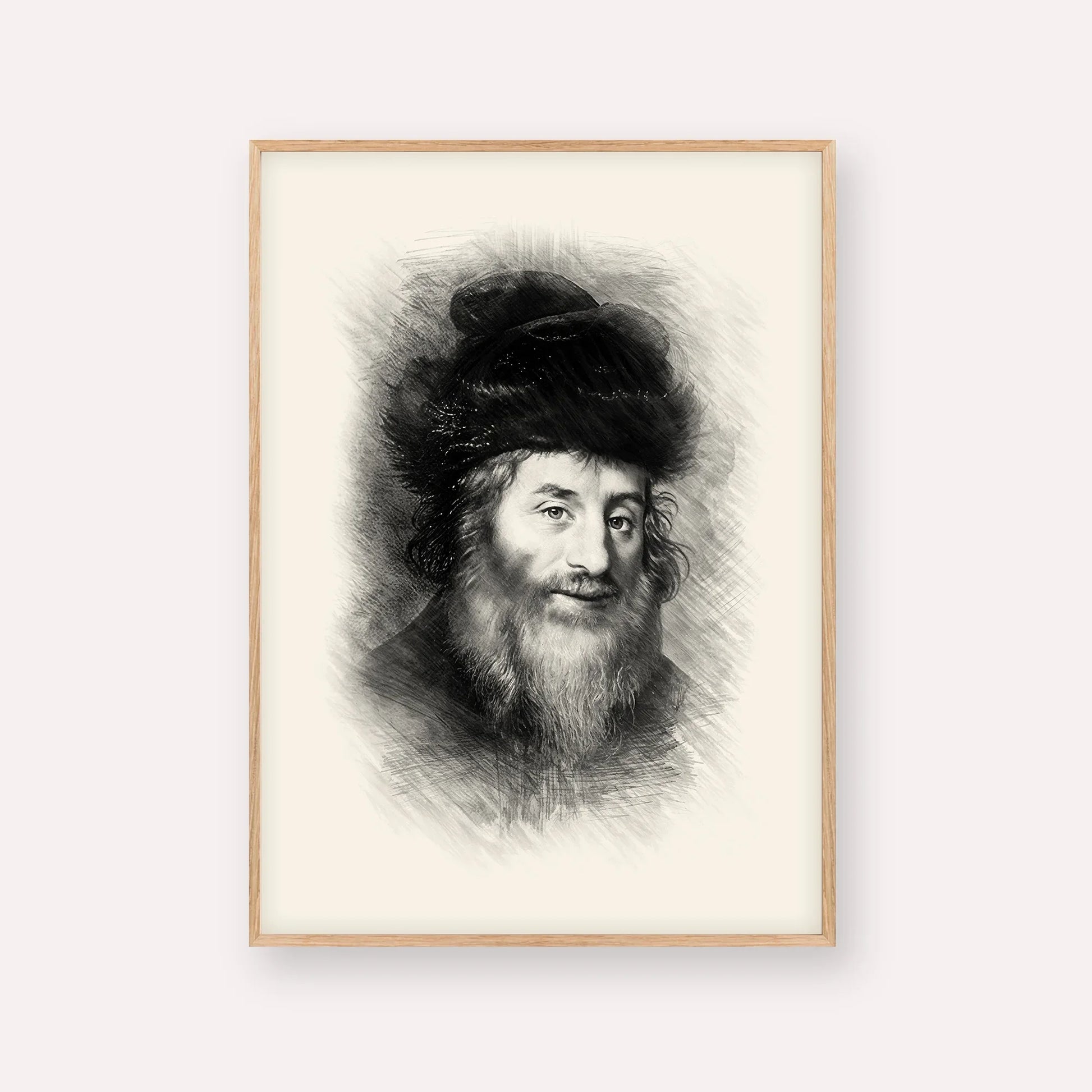 Chatam Sofer – Black & White – Wood Frame Vertical | Jewish Wall Art, Gedolim Pictures