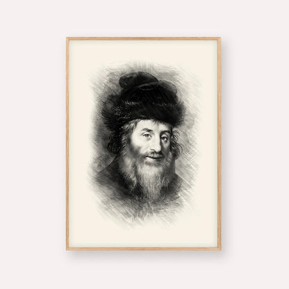 Chatam Sofer – Black & White – Wood Frame Vertical | Jewish Wall Art, Gedolim Pictures