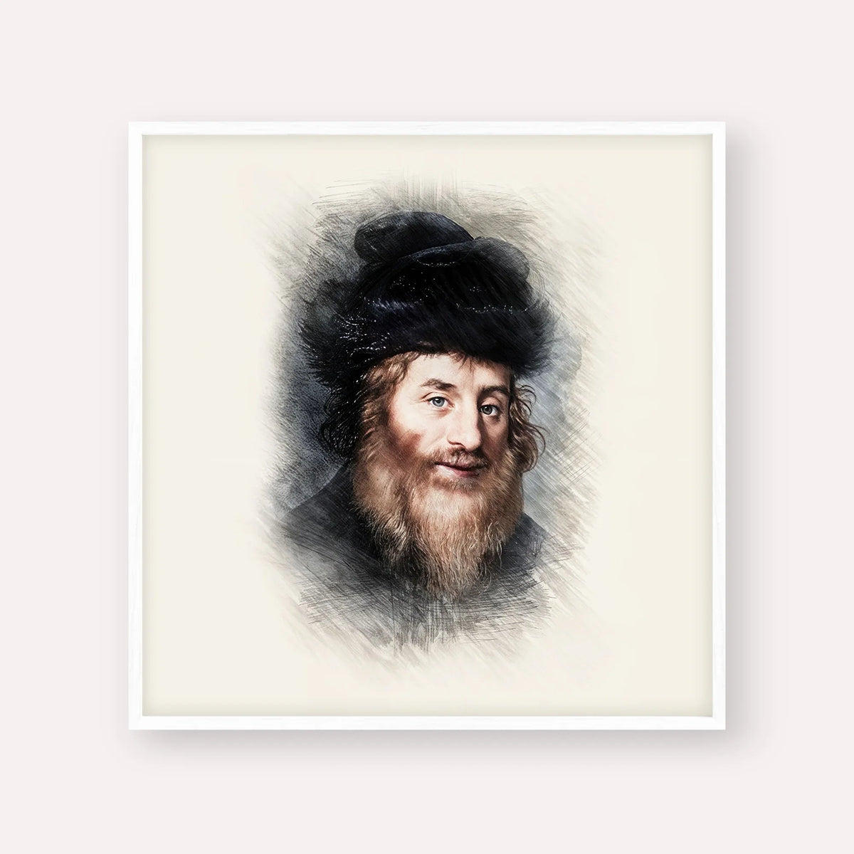 Chatam Sofer – White Frame Square | Jewish Wall Art, Gedolim Pictures