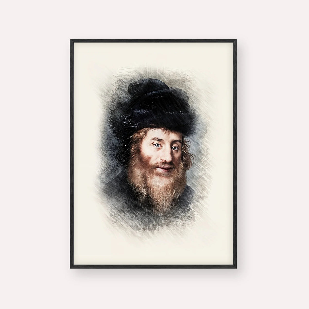 Chatam Sofer – Black Frame Vertical | Jewish Wall Art, Gedolim Pictures