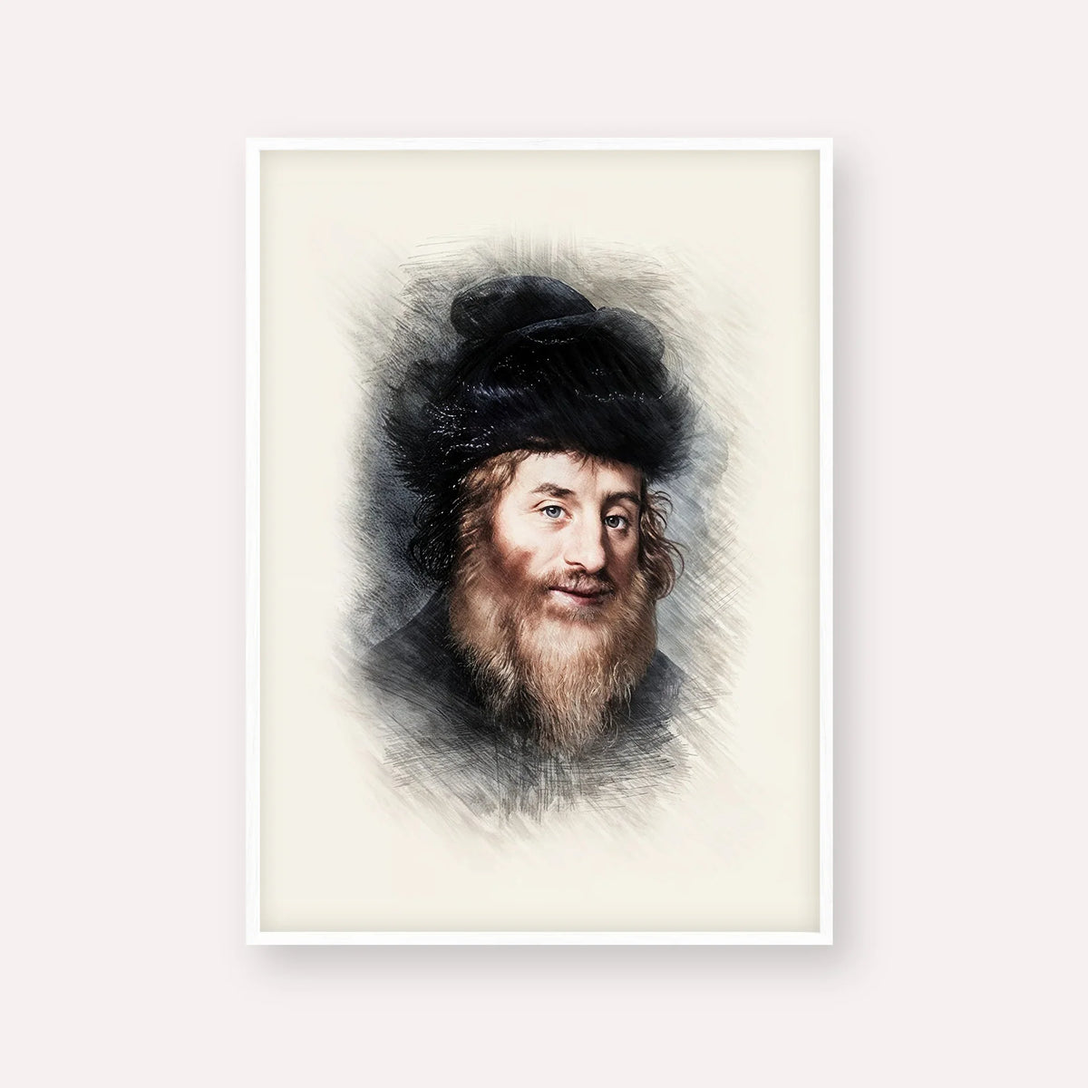Chatam Sofer – White Frame Vertical | Jewish Wall Art, Gedolim Pictures
