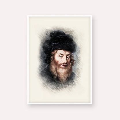 Chatam Sofer – White Frame Vertical | Jewish Wall Art, Gedolim Pictures