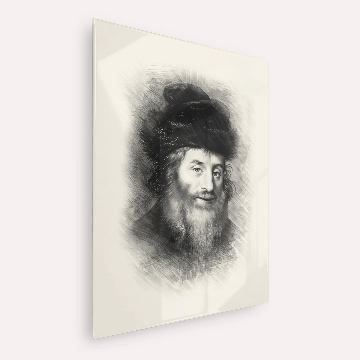 Chatam Sofer – Black & White – Acrylic Glass Vertical | Jewish Wall Art, Gedolim Pictures