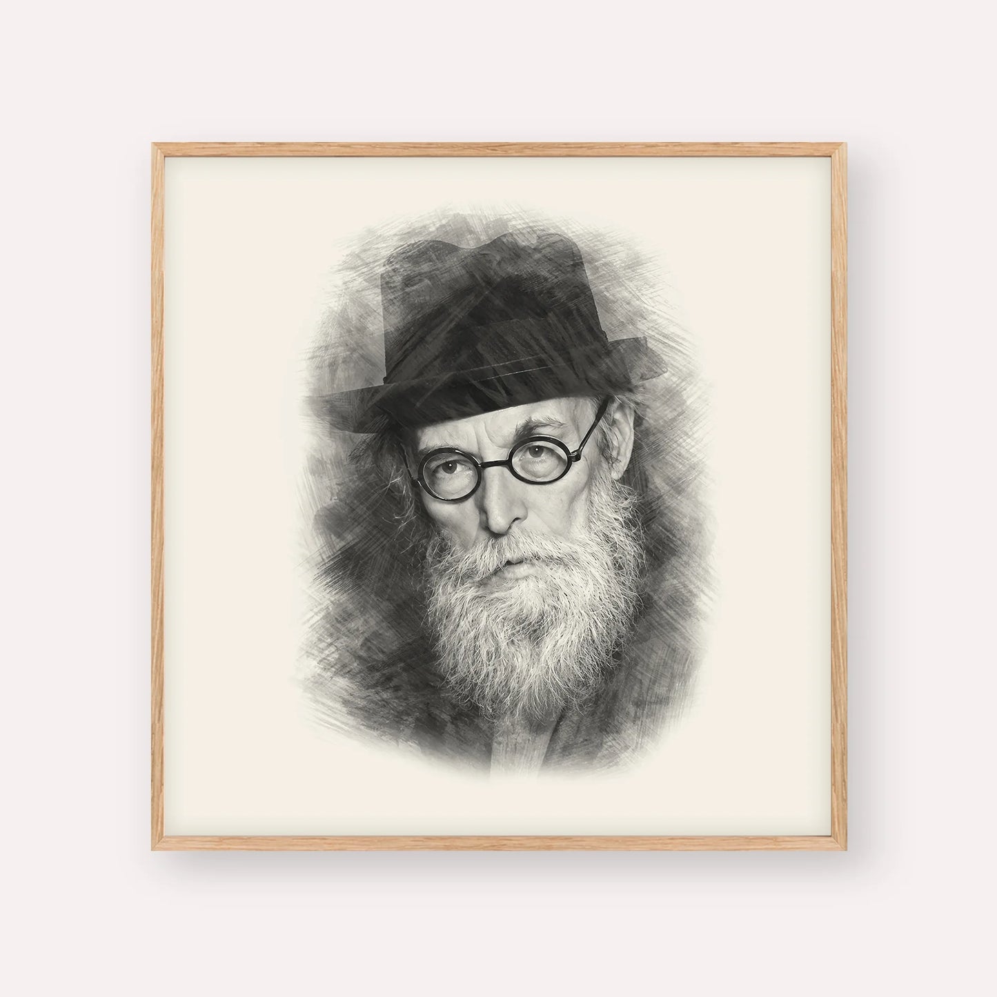 Chazon Ish – Black & White – Wood Frame Square | Jewish Wall Art, Gedolim Pictures