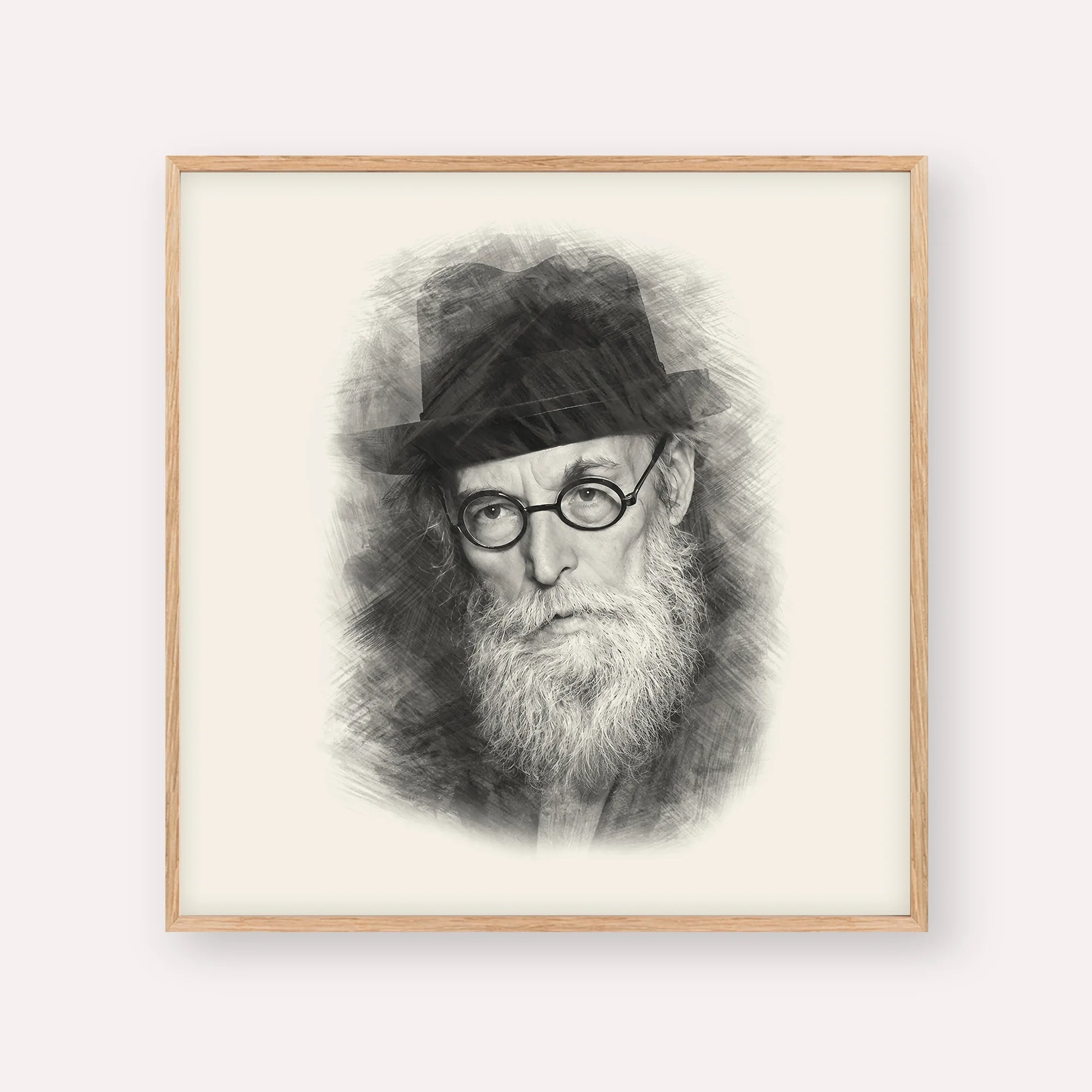 Chazon Ish – Black & White – Wood Frame Square | Jewish Wall Art, Gedolim Pictures
