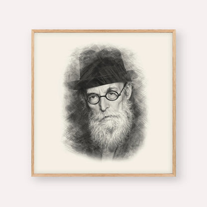 Chazon Ish – Black & White – Wood Frame Square | Jewish Wall Art, Gedolim Pictures