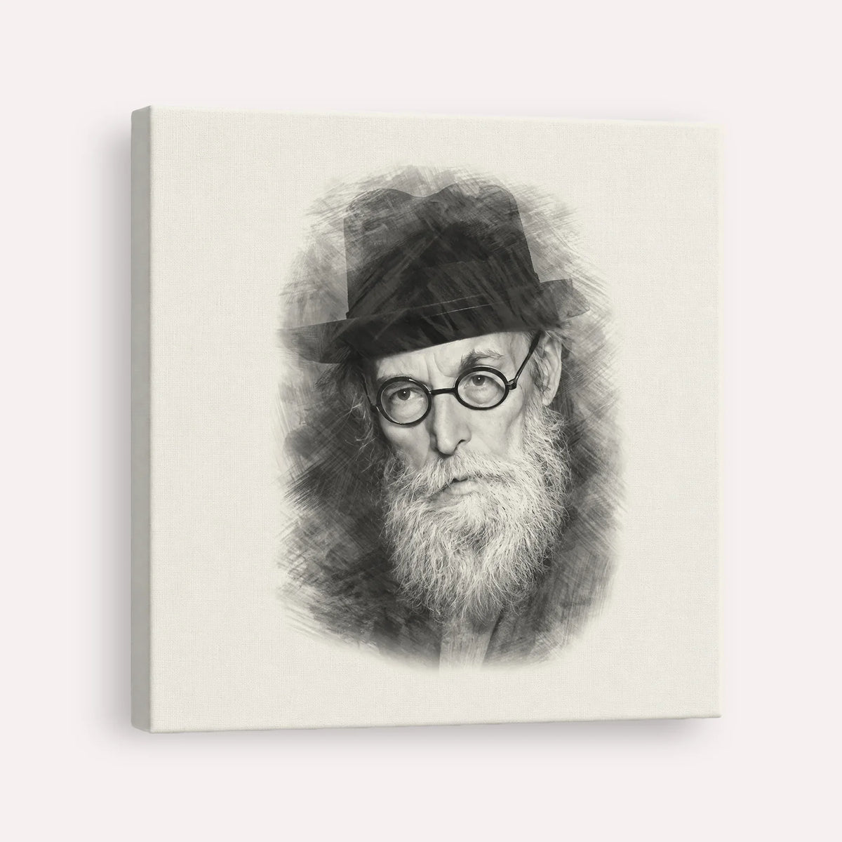 Chazon Ish – Black & White – Canvas Square | Jewish Wall Art, Gedolim Pictures