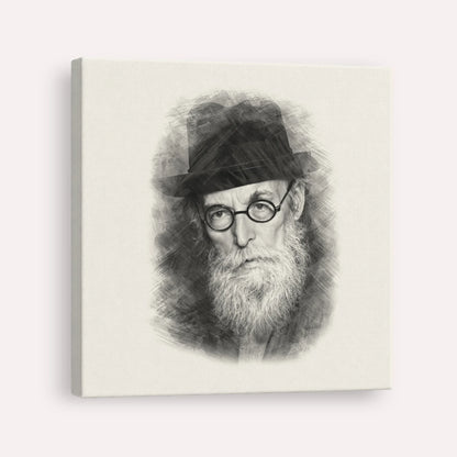 Chazon Ish – Black & White – Canvas Square | Jewish Wall Art, Gedolim Pictures