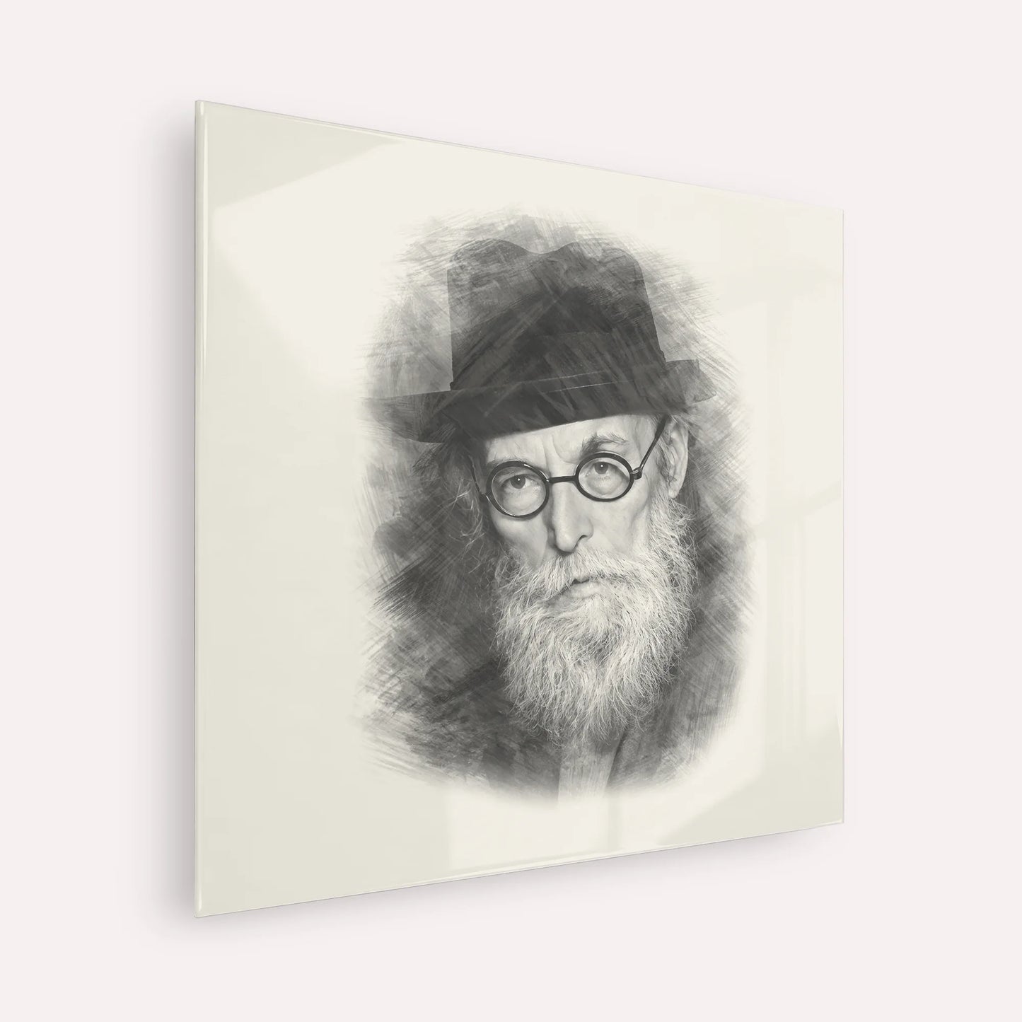 Chazon Ish – Black & White – Acrylic Glass Square | Jewish Wall Art, Gedolim Pictures