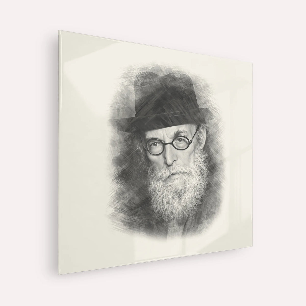 Chazon Ish – Black & White – Acrylic Glass Square | Jewish Wall Art, Gedolim Pictures