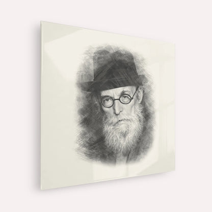 Chazon Ish – Black & White – Acrylic Glass Square | Jewish Wall Art, Gedolim Pictures