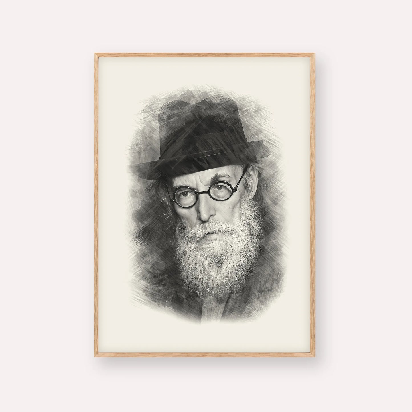 Chazon Ish – Black & White – Wood Frame Vertical | Jewish Wall Art, Gedolim Pictures
