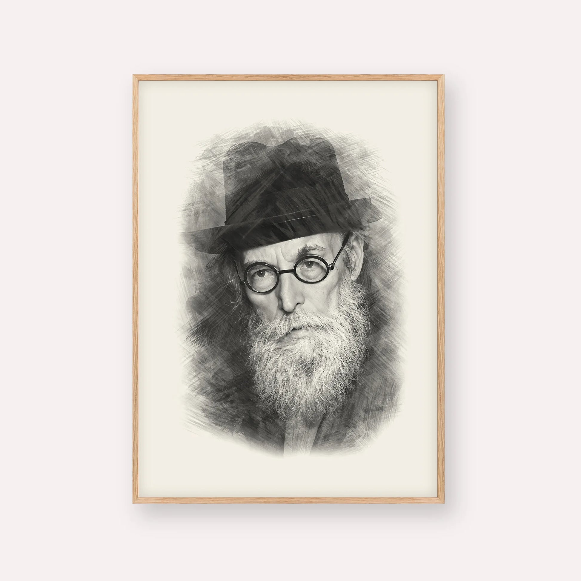 Chazon Ish – Black & White – Wood Frame Vertical | Jewish Wall Art, Gedolim Pictures