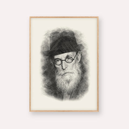 Chazon Ish – Black & White – Wood Frame Vertical | Jewish Wall Art, Gedolim Pictures