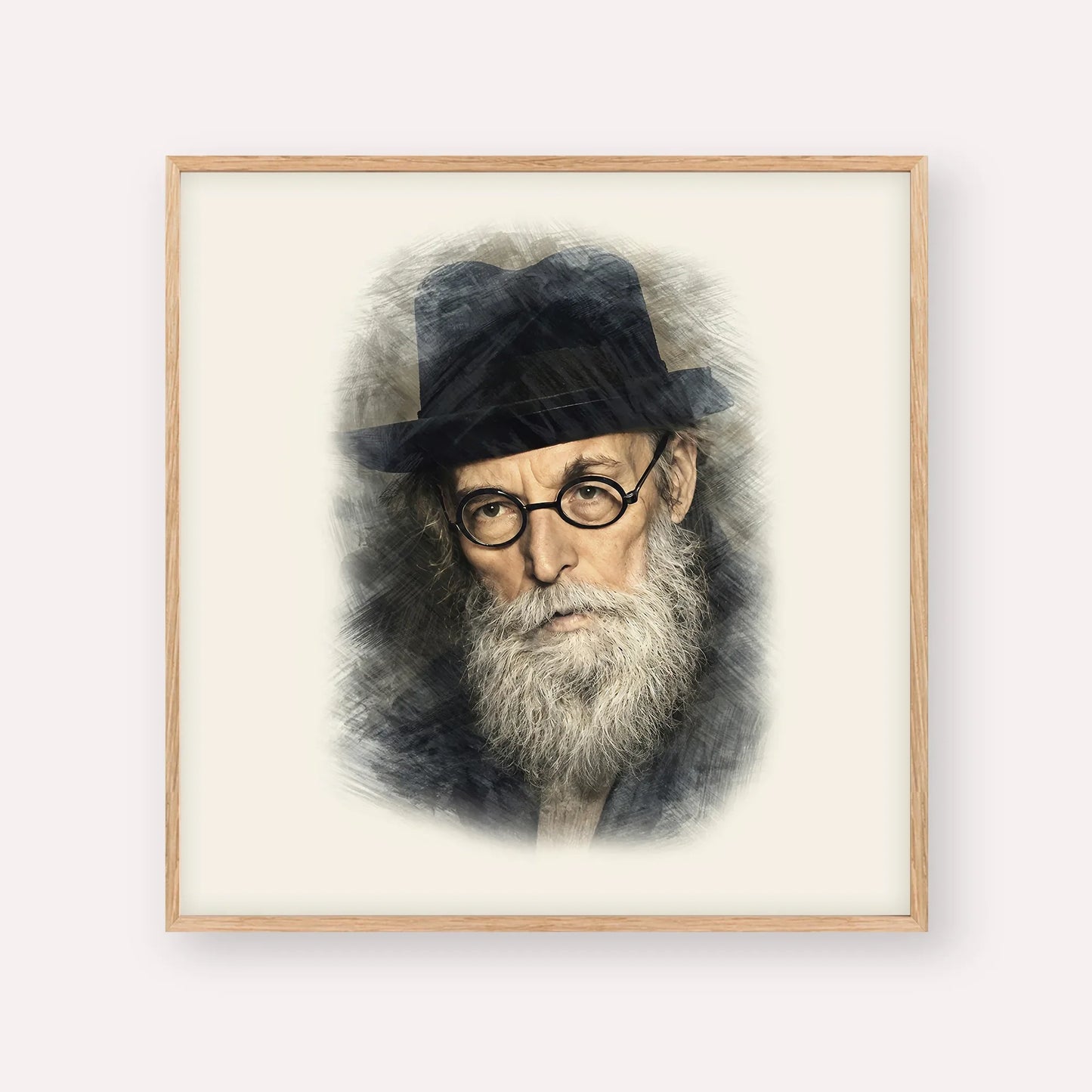 Chazon Ish – Wood Frame Square | Jewish Wall Art, Gedolim Pictures