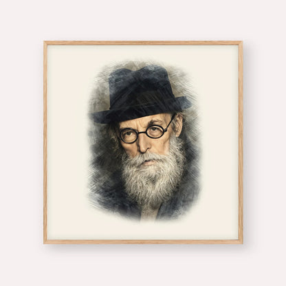 Chazon Ish – Wood Frame Square | Jewish Wall Art, Gedolim Pictures