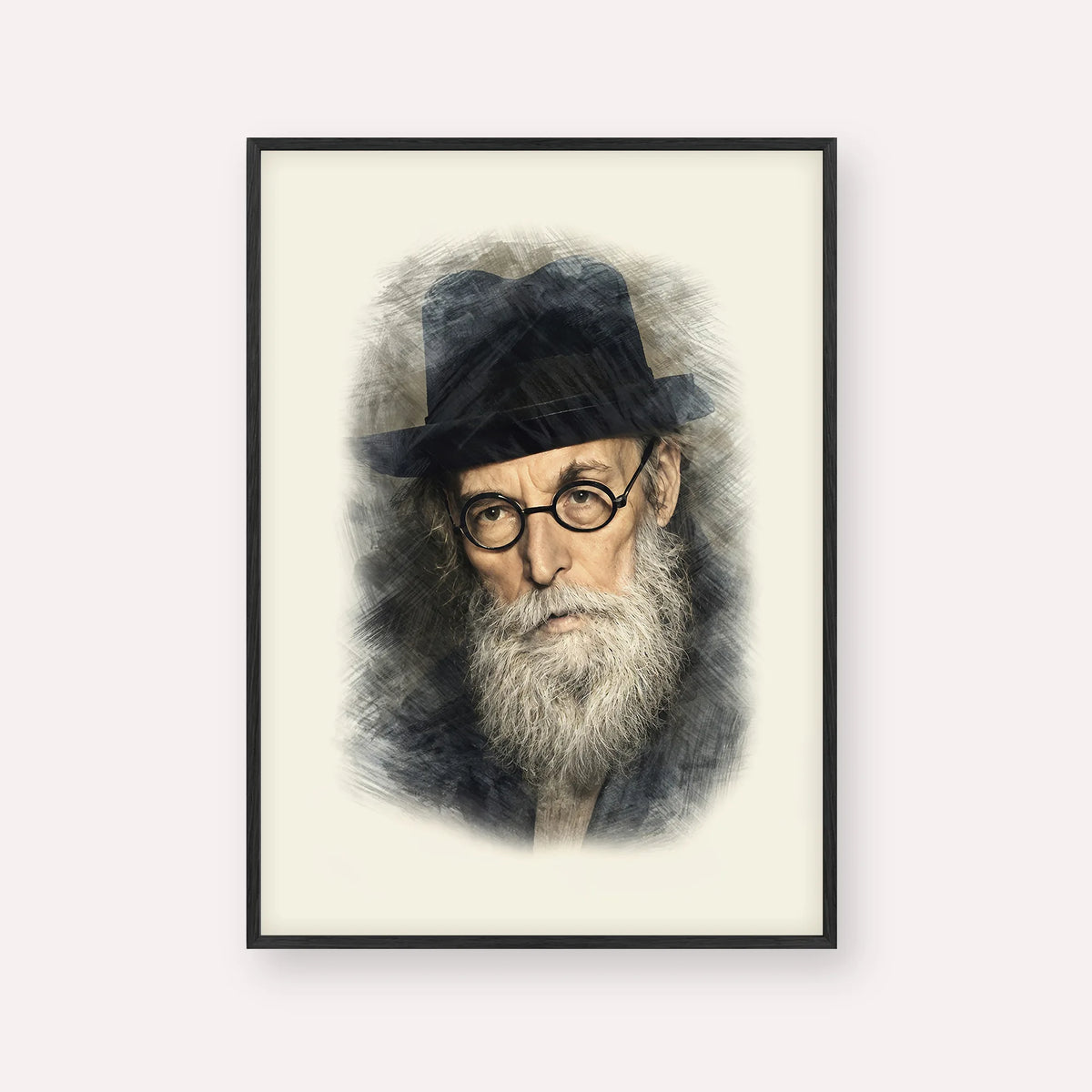 Chazon Ish – Black Frame Vertical | Jewish Wall Art, Gedolim Pictures