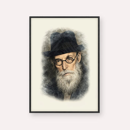 Chazon Ish – Black Frame Vertical | Jewish Wall Art, Gedolim Pictures