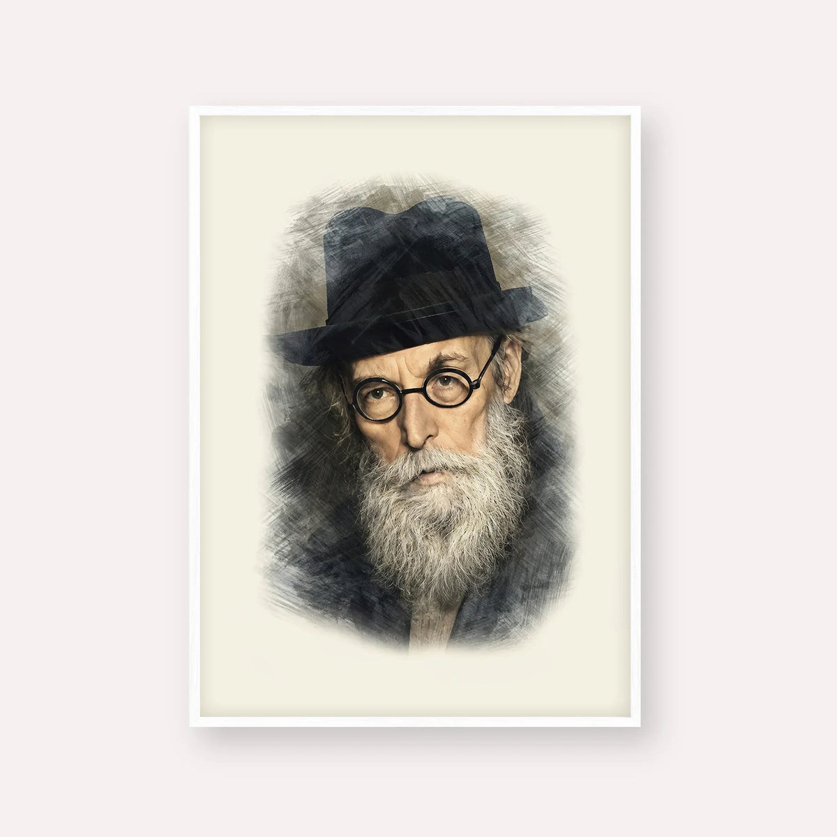 Chazon Ish – White Frame Vertical | Jewish Wall Art, Gedolim Pictures