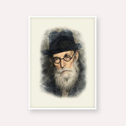 Chazon Ish – White Frame Vertical | Jewish Wall Art, Gedolim Pictures