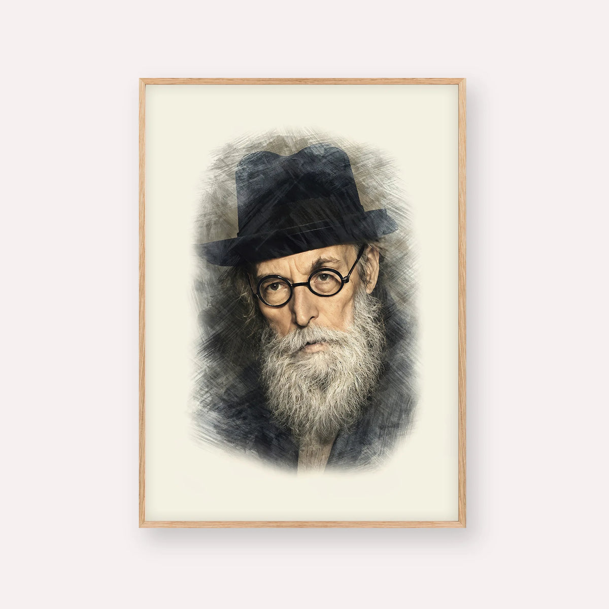Chazon Ish – Wood Frame Vertical | Jewish Wall Art, Gedolim Pictures