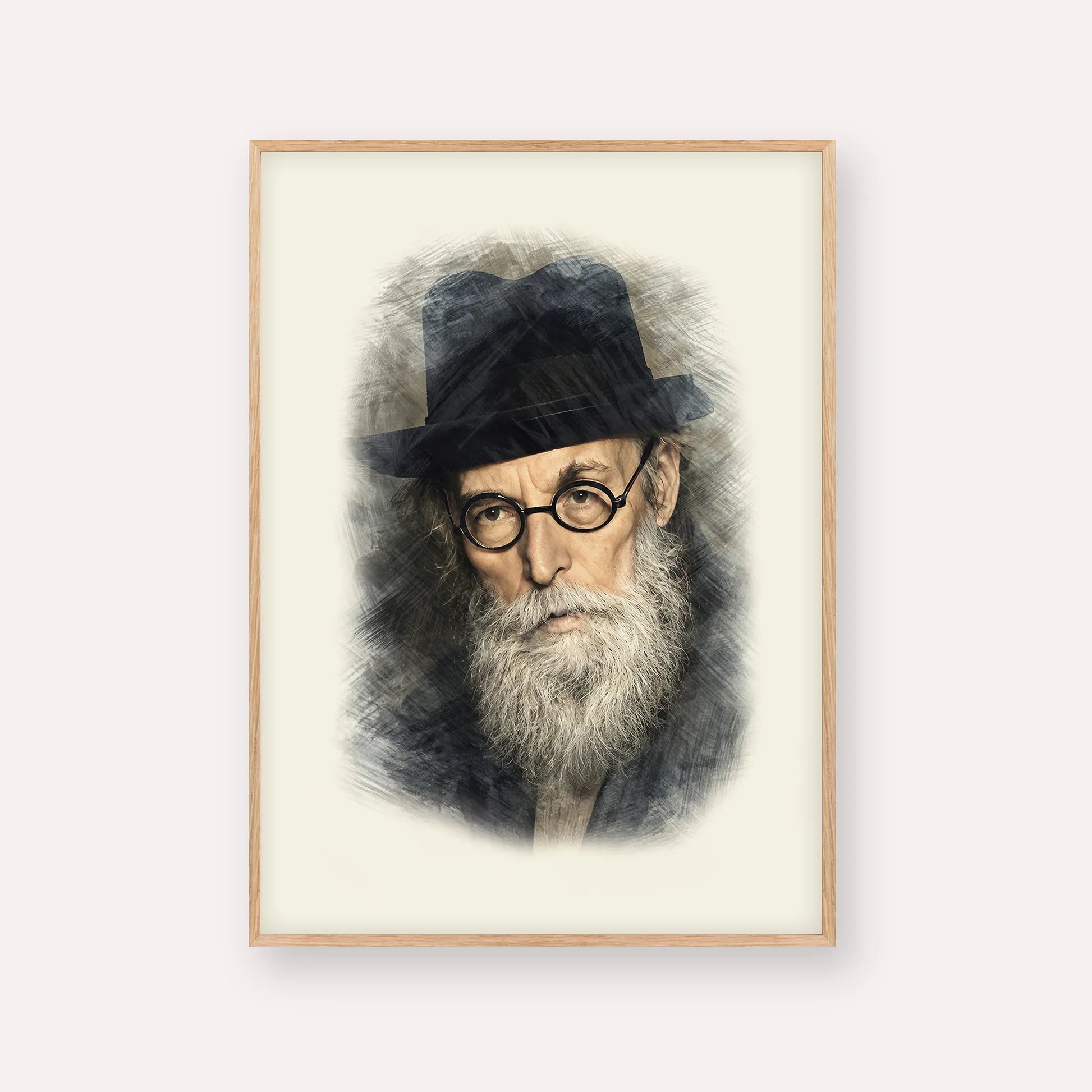 Chazon Ish – Wood Frame Vertical | Jewish Wall Art, Gedolim Pictures