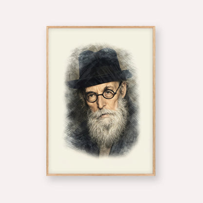 Chazon Ish – Wood Frame Vertical | Jewish Wall Art, Gedolim Pictures
